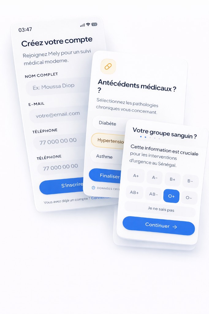 Création de compte patient sur l'application Mely