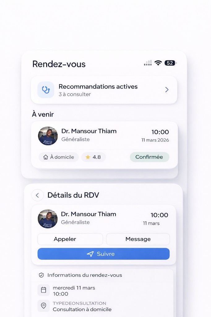 Médecin assigné à un patient sur l'application Mely